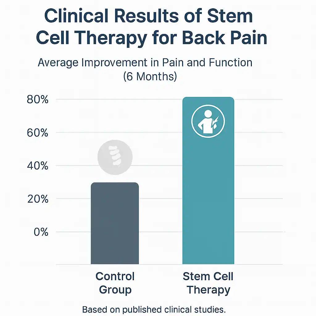 Clinical trial results comparing stem cell therapy and control groups show significant improvement in pain and function over six months.